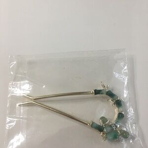 Bamboo double pin with dangle drop for hair accessories